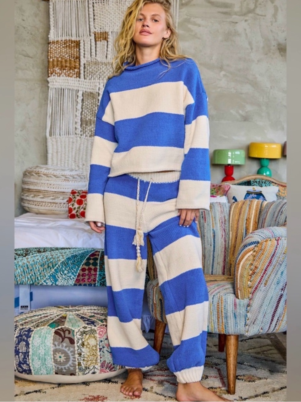 POL sweater & pants stripes set